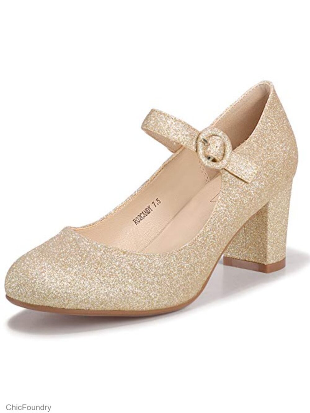 IDIFU Women's Mary Jane Dress Shoes Low Block Heels Closed Round Toe